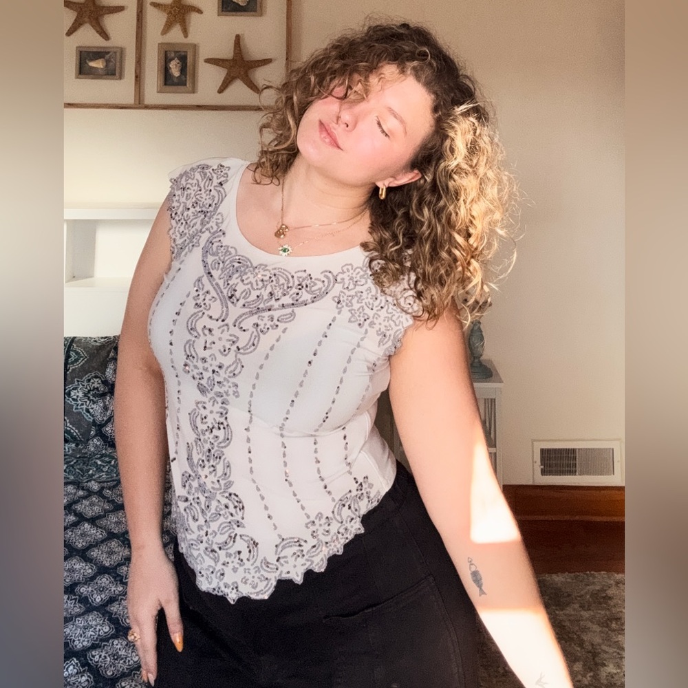 Dressbarn Beaded Blouse